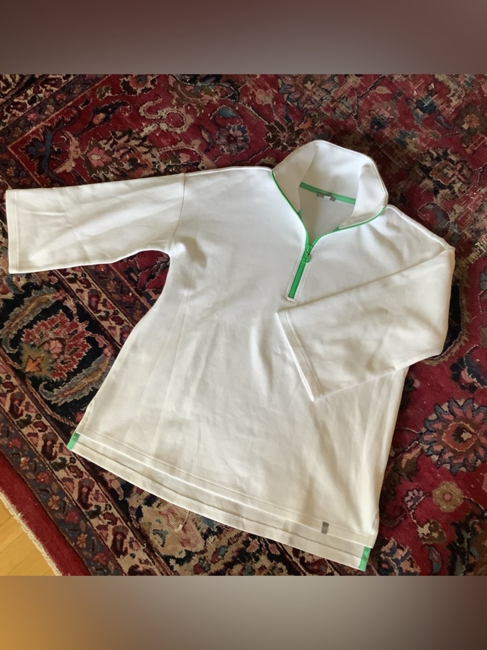 T by Talbots Women’s Quarter Zip Pullover 3/4 Sleeve Top Size M